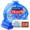 Reli. SuperValue 55-60 Gallon Recycling Bags | 75 Count | Blue Trash Bags | Made in the USA