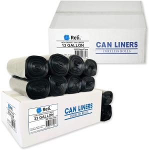 Reli. 33 Gallon Trash Bags (250 Bags) & 13 Gal Trash Bags (1000 Bags)