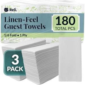 Reli. Bathroom Napkins Guest Disposable (180 Pack) Linen-Feel Guest Towels 12″ x 15.75″ | Cloth-Like Restroom Napkins | Paper Hand Towels for Bathroom, Kitchen, Dinner | White, Soft Absorbent(180)