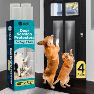 Reli. Door Protector from Dog Scratching (4 Pack) 40″ x 8.2″ | Anti-Scratch Door Protector for Cats & Dogs | Clear, Durable, Anti-Scratch Shield from Pet Scratching