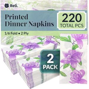 Reli. Floral Print Guest Napkins (220 Pack) Bathroom Napkins Guest Disposable, 2-Ply | Paper Hand Towels 12″ x 15.75″ | Soft Paper Towels for Powder Room, Restaurant, Party, Wedding, Event, Bathroom(220)