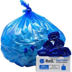 Reli. SuperValue 16-25 Gallon Recycling Bags | 120 Count | Blue Trash Bags