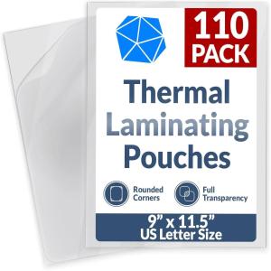 Reli. Thermal Laminating Pouches (110 Pack) 9×11.5″ Laminating Sheets for Letter Size Paper 8.5 x 11″ | Thick 5 Mil Comparable Lamination Pouches | Clear Plastic Paper for Heat Laminator Machine