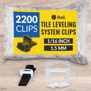 Reli. Tile Leveling System 1/16 Inch (1100 Pcs) Tile Spacers Clips for Professional Ceramic Stone Floor Installation, DIY | Lippage Free, Wedge Compatible Leveling System Clips | 1/16″, 1.5mm Spacers(1/16IN 2200)