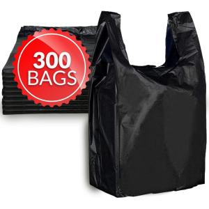 Reli. T-shirt Bags (300 Count) (Black) (11.5″ x 6.5″ x 21″) – Black Plastic Bags (Plain) – Grocery, Shopping, Restaurants(11.5″ x 6.5″ x 21″ | 300 Bags)