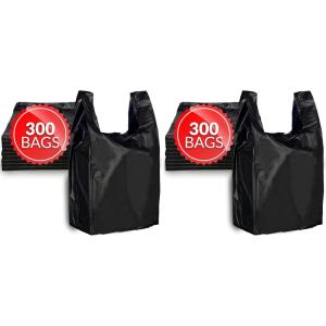 Reli. T-shirt Bags (300 Count) (Black) (11.5″ x 6.5″ x 21″) – Black Plastic Bags (Plain) – Grocery, Shopping, Restaurants(11.5″ x 6.5″ x 21″ | 300 Bags (Pack of 2))