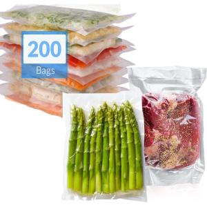 Reli. Vacuum Sealer Bags 8×12 in. | 200 Pack | Pre-Cut Embossed Vacuum Bag for Food | BPA Free | Food Sealer for Sous Vide, Freezer Storage, Meal Prep | Quart Size, Clear
