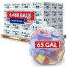 Reli. 65 Gallon Trash Bags | Heavy Duty | 6,480 Total | 120 Bags/Case, 54 Cases/Pallet | Made in USA | Clear