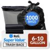 Reli. 6-10 Gallon Trash Bags | 1000 Bags | Black | Bathroom | Strong | Garbage(Black)