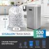 Reli. 13 Gallon Trash Bags Drawstring (100 Count) | Tall Kitchen Garbage Bags, Unscented | Ideal for Kitchen, Home | Clear Recycling Can Liners w/Drawstring