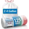Reli. 2-4 Gallon Trash Bags Drawstring (125 Count) | Small Trash Bags 4 Gallon, Unscented | Ideal for Home, Bathroom, Office (White w/Drawstrings)