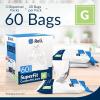 Reli. SuperFit Code G (60 Count) | Compatible with Simplehuman Code G | Dispenser Pack Custom Fit Liners | Drawstring Trash Bags | 30 Liter / 8 Gallon | White