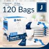 Reli. SuperFit Code J (120 Count) | Compatible with Simplehuman Code J | Dispenser Pack Custom Fit Liners | Drawstring Trash Bags | 30-45 Liter / 8-12 Gallon | White