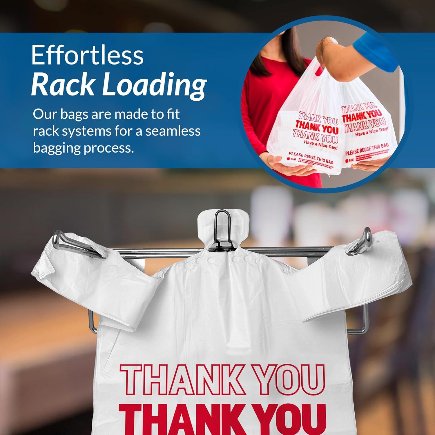 image:imageReli Plastic Thank You Bags 115 x 65 x 21 Strong Handles 75600 Total 1050 BagsCase 72 CasesPallet White