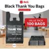 Reli. Thank You Plastic Bags | 100 Pack | (11.5″ x 6.5″ x 21″), Black | Plastic Bags with Handles | Ideal for Grocery, Shopping, Food Take Out, Restaurants, Small Business
