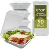 Reli. Compostable Clamshell To-Go Containers (90 Pack), 8×8 Inch | 1 Compartment | Disposable Take Out Food Containers/To Go Boxes | Biodegradable To Go Containers | Bagasse Clam shell | White 8×8