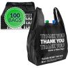 Reli. Thank You Plastic Bags | 100 Pack | (11.5″ x 6.5″ x 21″), Black | Plastic Bags with Handles | Ideal for Grocery, Shopping, Food Take Out, Restaurants, Small Business