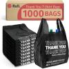Reli. Thank You Plastic Bags | 1000 Pack | (11.5″ x 6.5″ x 21″), Black | Plastic Bags with Handles | Ideal for Grocery, Shopping, Food Take Out, Restaurants, Small Business