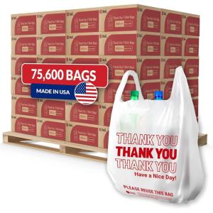 Reli. Plastic Thank You Bags (11.5 x 6.5 x 21) | Strong Handles | 75,600 Total | 1050 Bags/Case, 72 Cases/Pallet | White