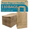 Reli. 5.25×3.25×8 in. Small Paper Bags with Handles | 110 Pack | Kraft Brown Paper Bags with Flat Handles Bulk | Ideal for Gifts, Retail, Shopping, Merchandise, Crafts