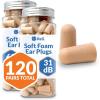 Reli. Foam Ear Plugs (120 Pairs Bulk) 31 dB NRR | Disposable Foam Ear Plugs for Sleeping Noise Cancelling | Blocks Loud Snoring, Concerts, Travel, Noise Reduction (Peach)