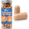 Reli. Foam Ear Plugs (60 Pairs) 31 dB NRR | Disposable Foam Ear Plugs for Sleeping Noise Cancelling | Blocks Loud Snoring, Concerts, Travel, Noise Reduction (Peach)