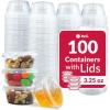 Reli. 3.25 oz Condiment Containers with Lids (100 sets) | Ideal for Sauce, Souffle, Samples, Jello Shot Cups | Disposable, BPA-Free Plastic | Small Containers 3.25oz, Bulk