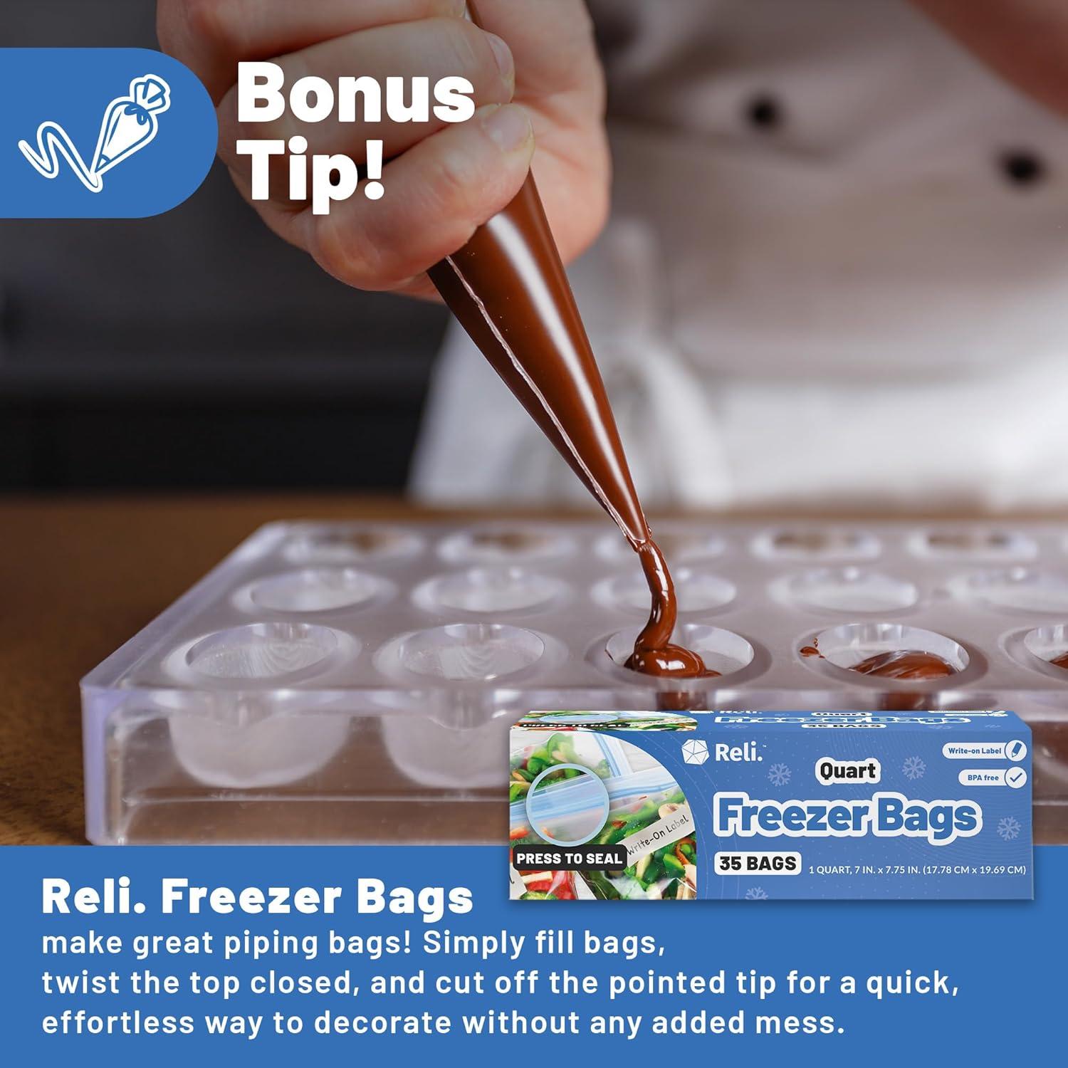 image:imageReli Quart Freezer Bags 350 Count 7x775 inch Freezer Bags Quart Size 1Qt Double Zipper Press to Seal Write On Label Food Storage for Freezing Bulk Clear