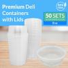 Reli. Deli Containers with Lids (50 Sets), 8 oz | Plastic Deli Containers with Lids 8oz | Disposable To Go Food Storage | Microwave & Freezer Safe (Clear)