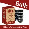 Reli. Meal Prep Container Bowls, 24 oz. | 50 Pack | Round Meal Prep Containers with Lids | Reusable 24 oz Bowls with Lids | Microwavable, Black Food Storage Boxes | Black