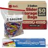 Reli. 2 Gallon Slider Bags (50 Count) 13×15 inch Jumbo Food Storage Bags, 2 Gallon | Slider, Write on Label | 2Gal Sliding Storage | Extra Large Clear w/Red Sliding Closure for Food
