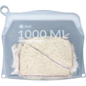 Reli. Reusable Silicone Bag (1 Pack) | Sandwich (1000 ml), Clear | Silicone Bag for Food Storage | Reusable Food Storage for Meal Prep | Leak-Proof, Dishwasher/Freezer Safe