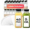 Reli. Plastic Juice Bottles (48 Pack, 12 oz) Square Plastic Juice Bottles with Caps & Sticker Labels | Clear, Empty for Juicing 12oz | Disposable, Smoothies(48)