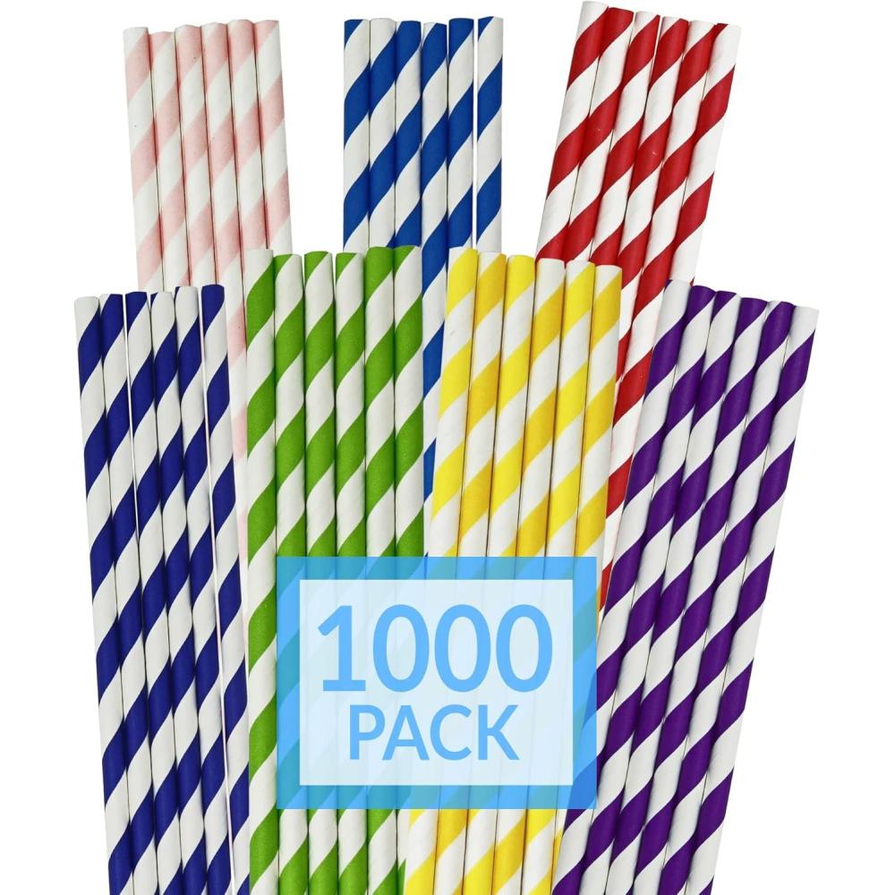 image:imageReli 1000 Pack Paper Straws Assorted Colors Bulk Pack Paper Straws for Drinking Disposable BiodegradableEcoFriendly Rainbow MultiColor Use for Crafts Party Restaurants