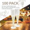 Reli. Champagne Flutes Plastic | 100 Pack | 4.5 oz – Gold Glitter | Premium Plastic Champagne Flutes | Party-Perfect for Celebrations