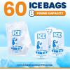 Reli. Plastic Ice Bags 8lb (60 Pack) Cotton Drawstring | 11″ x 19″ Reusable Heavy Duty Bags for Ice Machine, Freezer Storage | Clear, Freezer Safe (1.5 Mil)