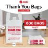 Reli. Thank You Bags | 600 Pack | White Thank You Plastic Bags with Handles | Ideal for Grocery, Shopping, Food Take Out, Restaurants, Small Business (11.5″ x 6.5″ x 21″)