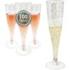 Reli. Champagne Flutes Plastic | 100 Pack | 4.5 oz – Gold Glitter | Premium Plastic Champagne Flutes | Party-Perfect for Celebrations