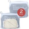 Reli. Reusable Silicone Bags (2 Pack) | Sandwich (1000 ml), Clear | Silicone Bags for Food Storage | Reusable Food Storage for Meal Prep | Leak-Proof, Dishwasher/Freezer Safe