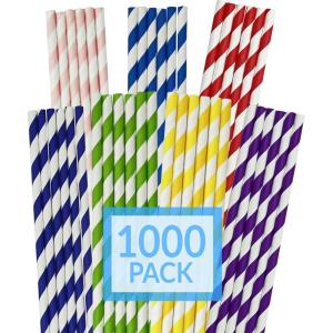 Reli. 1000 Pack Paper Straws (Assorted Colors) | Bulk Pack | Paper Straws for Drinking – Disposable, Biodegradable/Eco-Friendly | Rainbow, Multi-Color | Use for Crafts, Party, Restaurants