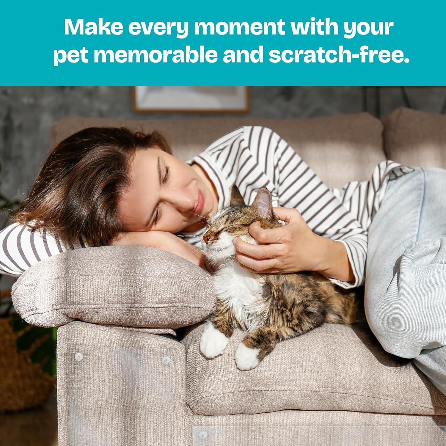 image:imageReli Cat Scratch Furniture Protector 14 Pack wPins XL Cat Couch Protector from Claws Clear Plastic Anti Scratch Furniture Shield for Sofa