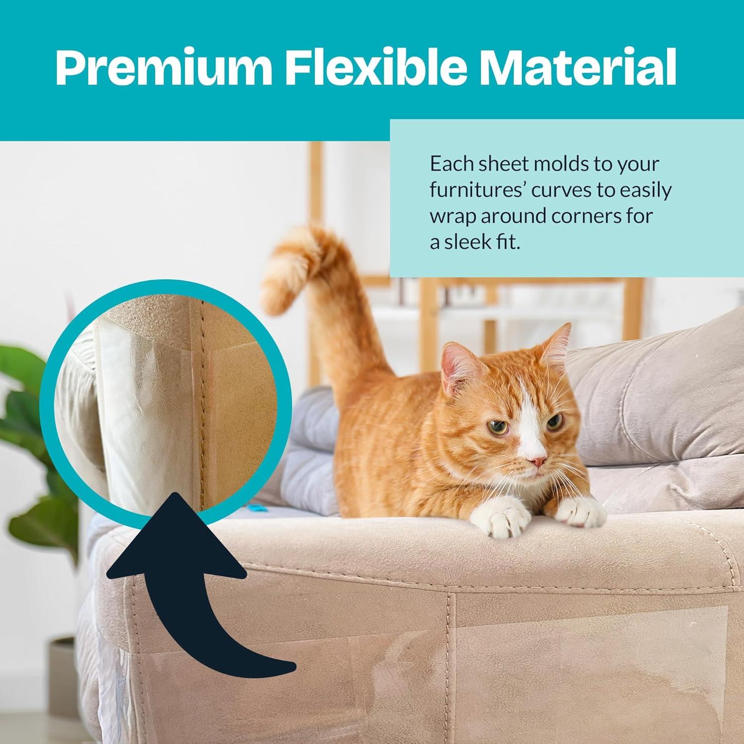 image:imageReli Cat Scratch Furniture Protector 8 Pack wPins XL Cat Couch Protector from Claws Clear Plastic Anti Scratch Furniture Shield for Sofa