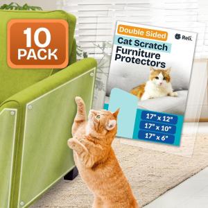 Reli. Cat Scratch Furniture Protector (10 Pack, Double Sided), Combo Pack | Cat Couch Protector from Claws/Clear Anti Scratch Furniture Shield