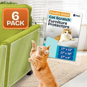 Reli. Cat Scratch Furniture Protector (6 Pack – Combo Pack – M, L, XL Sizes) Double Sided Cat Scratching Pads/Couch Protector from Claws | Clear Anti Scratch Furniture Shield