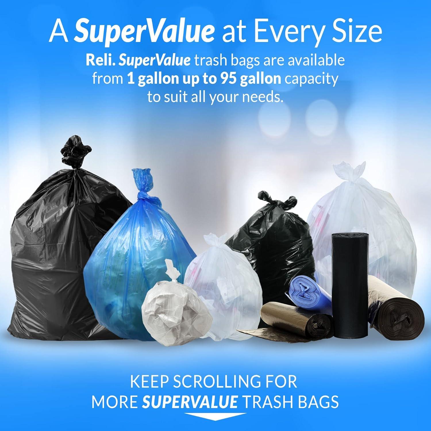image:imageReli 13 Gallon Trash Bags 1000 Bags Black Tall Kitchen Strong Garbage