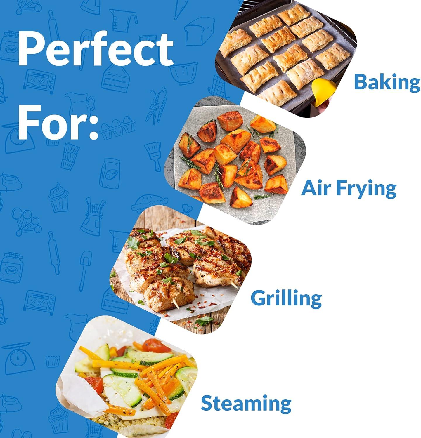 image:imageReli 500 Pcs Parchment Paper Sheets 12x16 in White NonStick PreCut Pan Liners Baking Air Fryer Grilling1