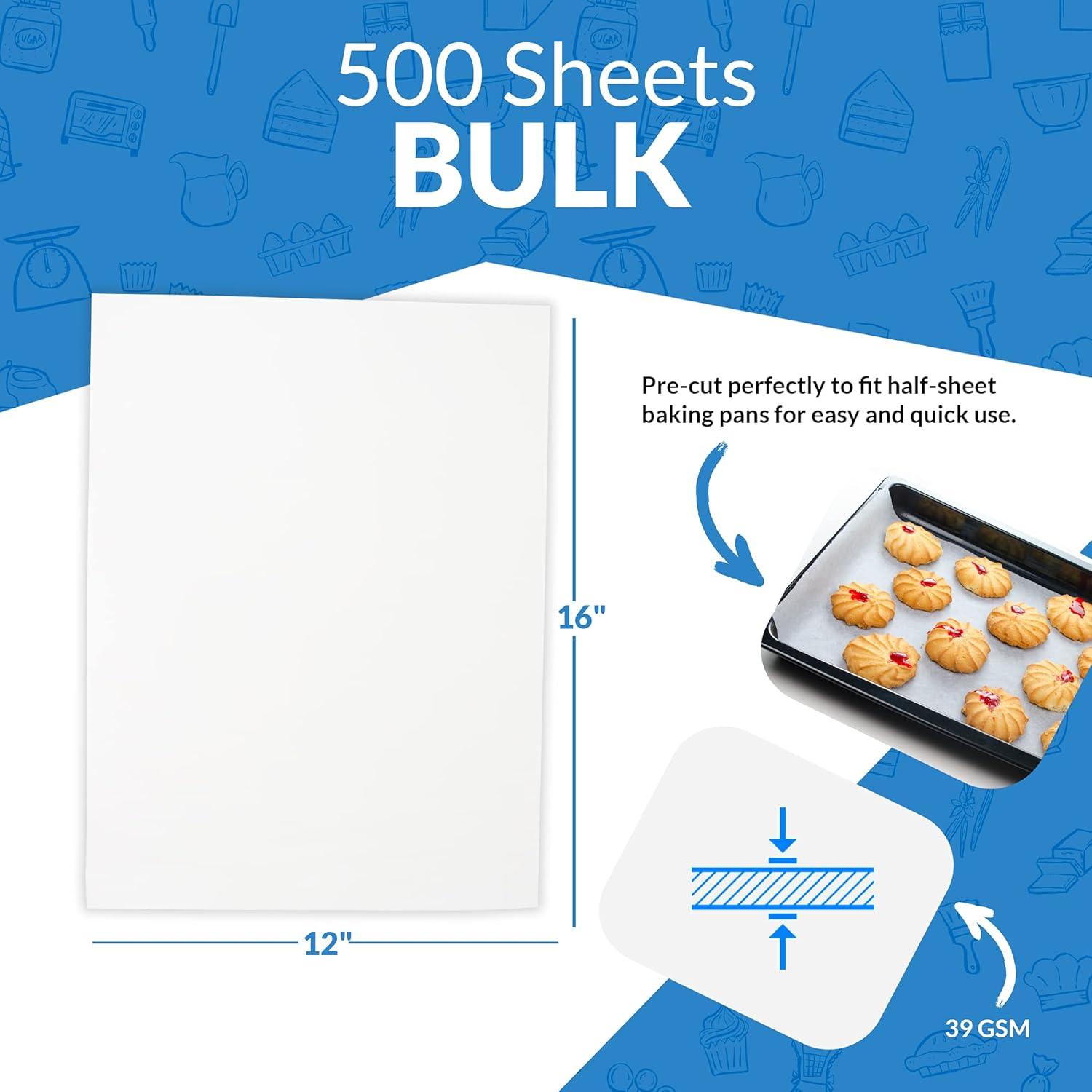 image:imageReli 500 Pcs Parchment Paper Sheets 12x16 in White NonStick PreCut Pan Liners Baking Air Fryer Grilling1