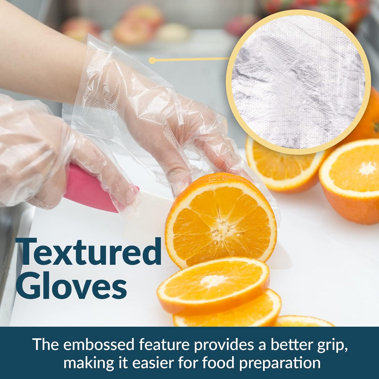 image:imageReli Disposable Gloves 200 Pcs Bulk Food GradeSafeServicePrep One Size Fits All Poly Plastic Gloves for CookingKitchen Embossed PE Plastic for Hand Protection Clear