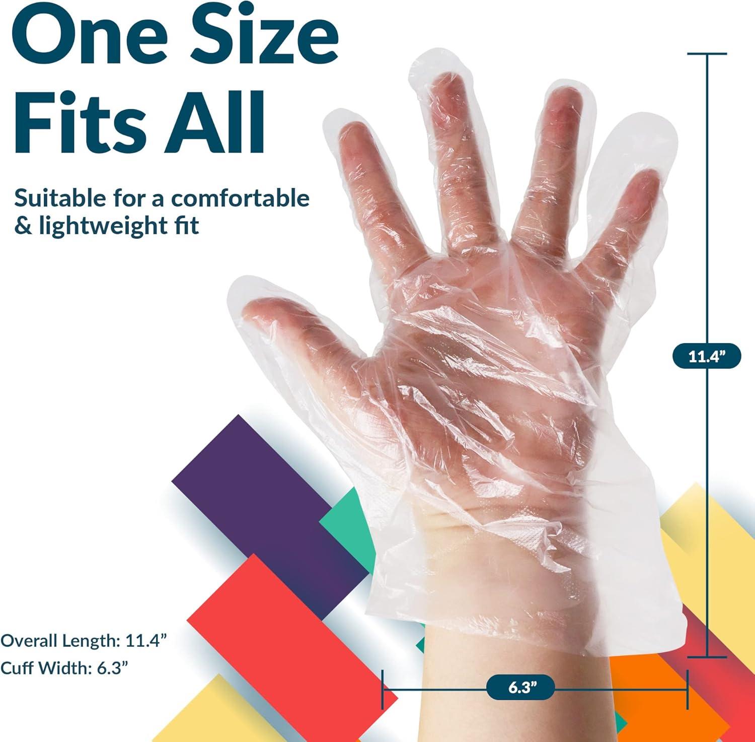 image:imageReli Disposable Gloves 200 Pcs Bulk Food GradeSafeServicePrep One Size Fits All Poly Plastic Gloves for CookingKitchen Embossed PE Plastic for Hand Protection Clear