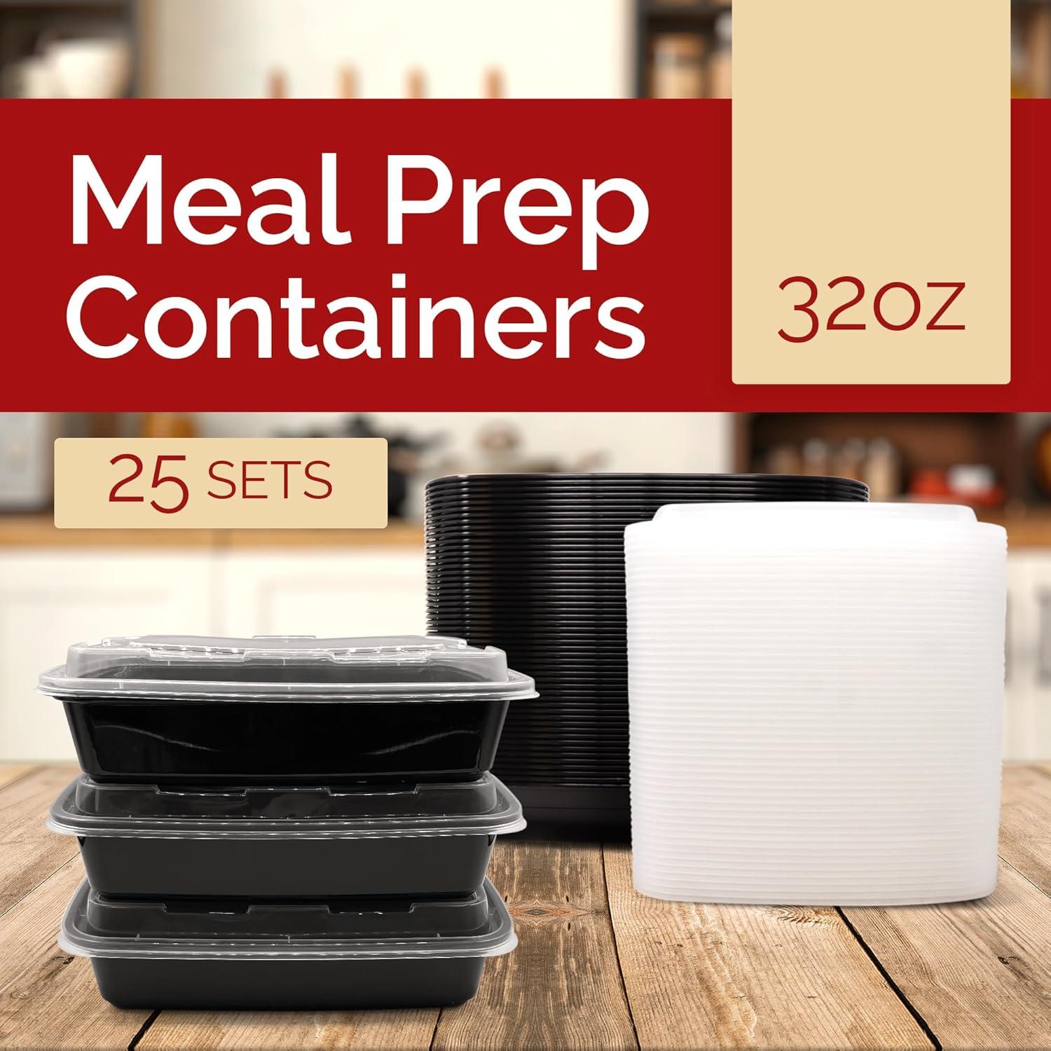 image:imageReli Meal Prep Containers 32 oz 25 Pack 1 Compartment Meal Prep Containers Reusable Microwave Safe Plastic Togo Box for Food Boxes for Takeout To Go Leftover Food